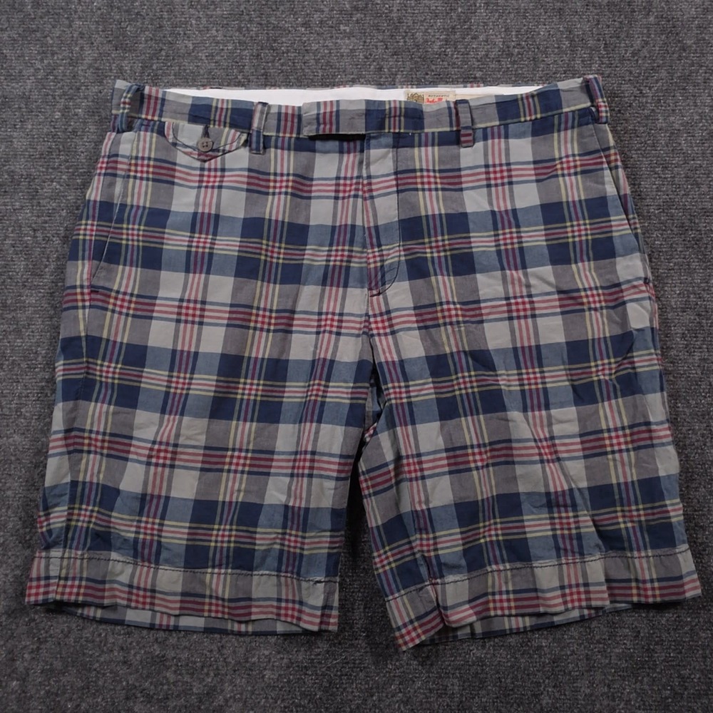 Polo Ralph Lauren India Madras Shorts Mens 34 Plaid Chino Preppy Flat Front